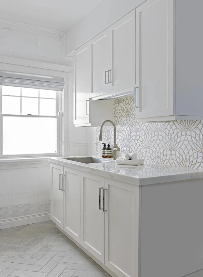 Artistic Tile Luxor Bianco Dolomiti Mosaic Polished Stone