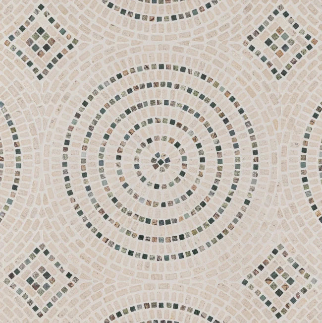 Details of circular marble mosaic tile