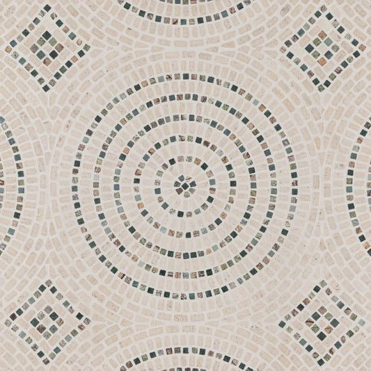 Details of circular marble mosaic tile