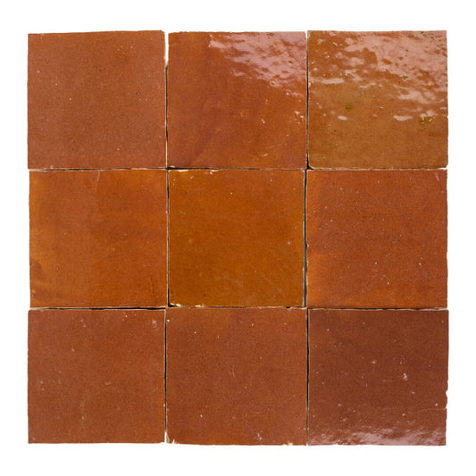 Medina Square Zellige Tile in Baked Terracotta 4" x 4"