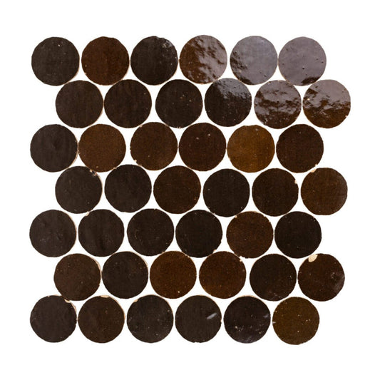 Medina Circles Zellige Tile in Spiced Espresso