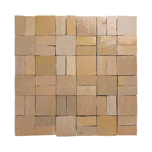 Medina Crosshatch Zellige Tile in Drifted Sand 12" x 12"