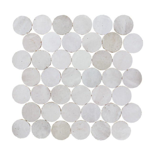 Medina Circles Zellige Tile in Kasbah White