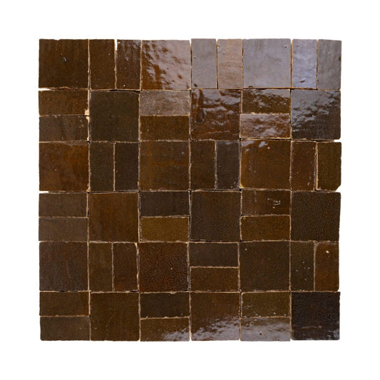 Medina Crosshatch Zellige Tile in Spiced Espresso 12" x 12"