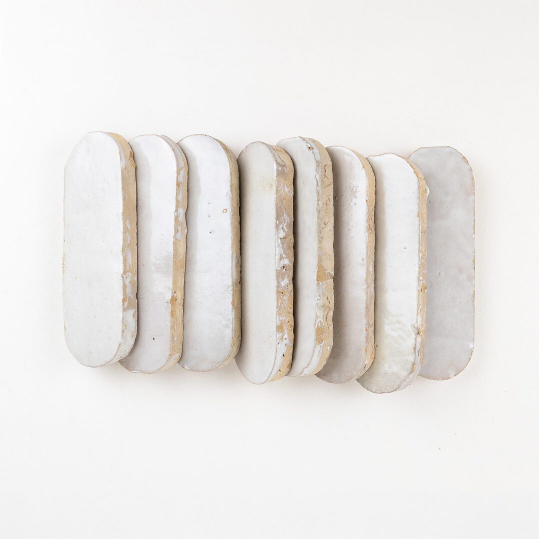 White oval zellige terracotta tile