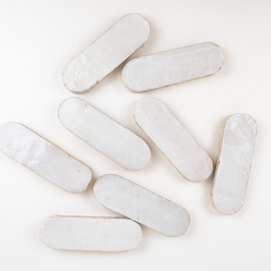 White oval zellige terracotta tile