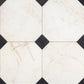 Monarch Octagon Checkerboard Tile in Black & Calacatta Cream Tumbled Marble 16" x 16"