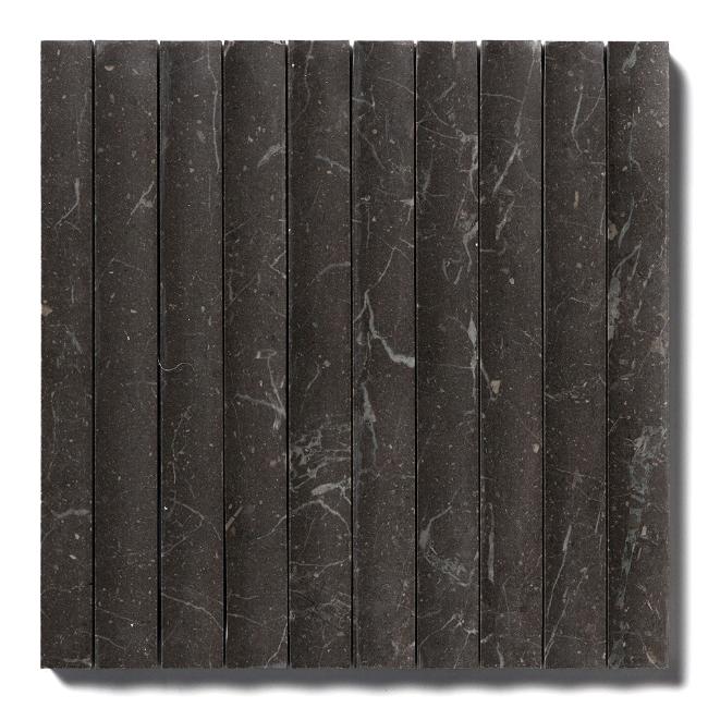 Montclair Concave Fluted Marble Mosaic in Black 12" x 12"