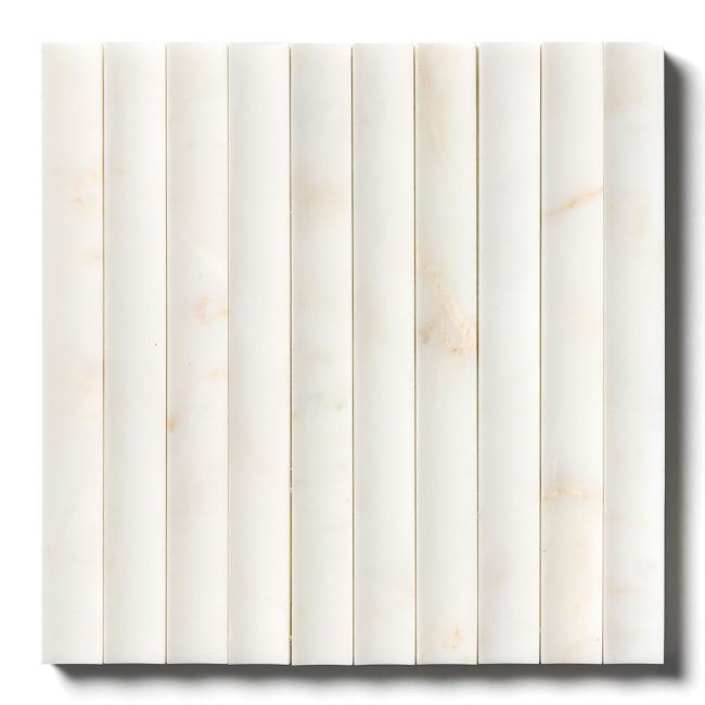 Montclair Concave Fluted Marble Mosaic in Calacatta Cream 12" x 12"