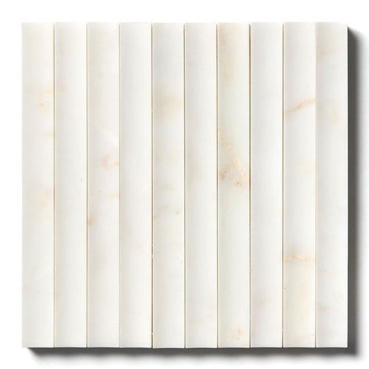 Montclair Concave Fluted Marble Mosaic in Calacatta Cream 12" x 12"