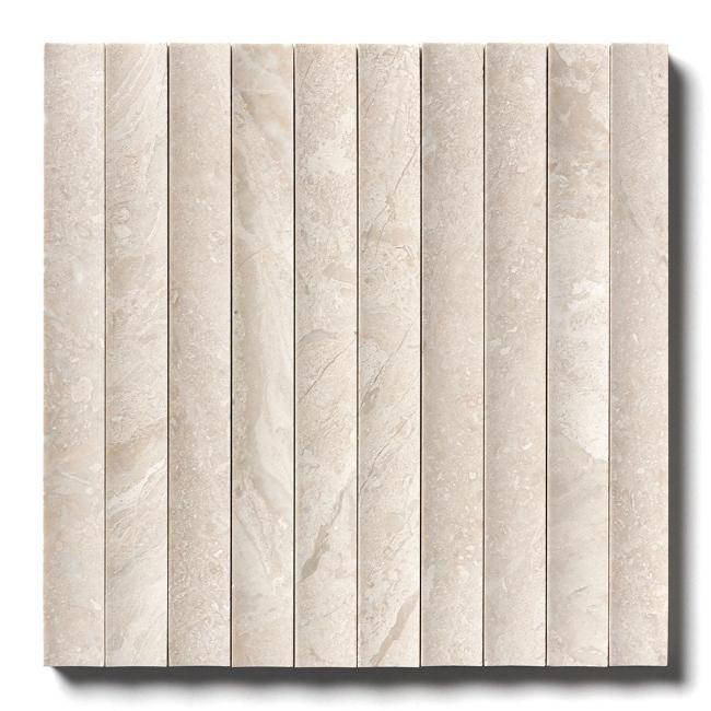 Montclair Concave Fluted Marble Mosaic in Crema Rivetta 12" x 12"