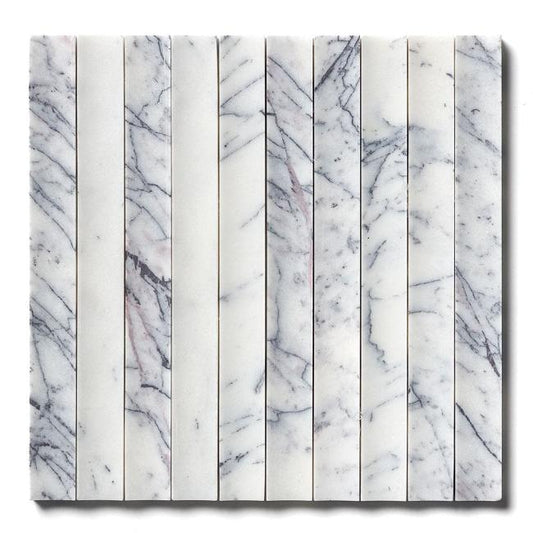 Montclair Concave Fluted Marble Mosaic in Lilac 12" x 12"