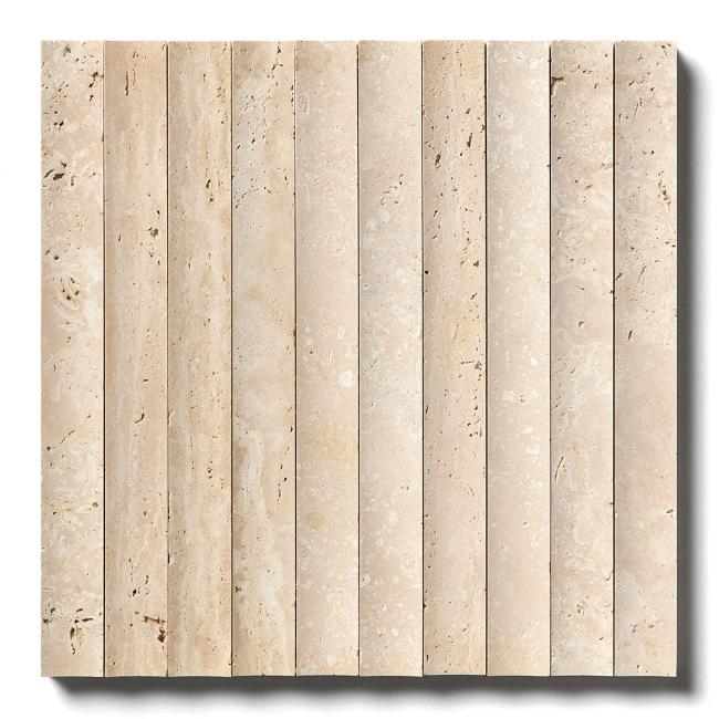 Montclair Concave Fluted Mosaic in Unfilled Travertine 12" x 12"