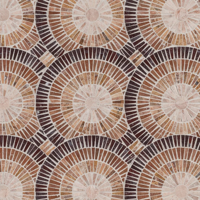 Artistic Tile Motor City Circles Desert Sunrise Mosaic Tumbled Stone