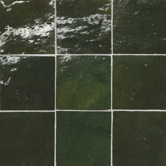 Tunis Zellige Tile Glossy in Olive 4" x 4"