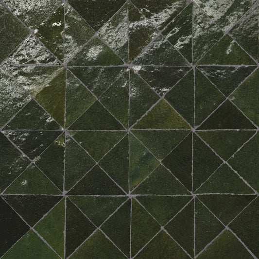 Tunis Triangle Zellige Tile Glossy in Olive