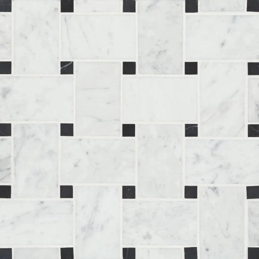 Brentwood Basketweave Honed Stone Mosaic in Onyx Veil