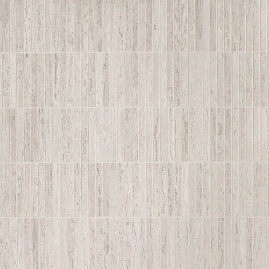 Artistic Tile Abbey Road Birch White Travertine Mosaic Honed Stone