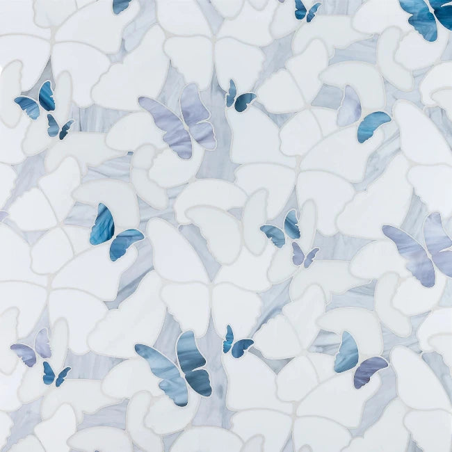 Artistic Tile Butterflies Waterjet Mosaic Tailored To