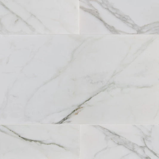 Artistic Tile Calacatta Caldia Marble Field Tile Honed 12" X 24 X 3/8" Stone Aris Edge