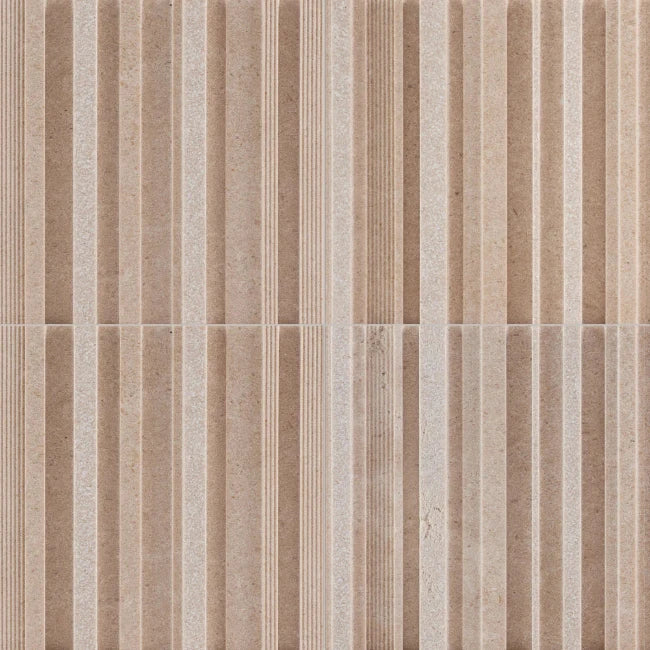 Artistic Tile Craftsman Stripe Sabbia Limestone Dimensional Tile