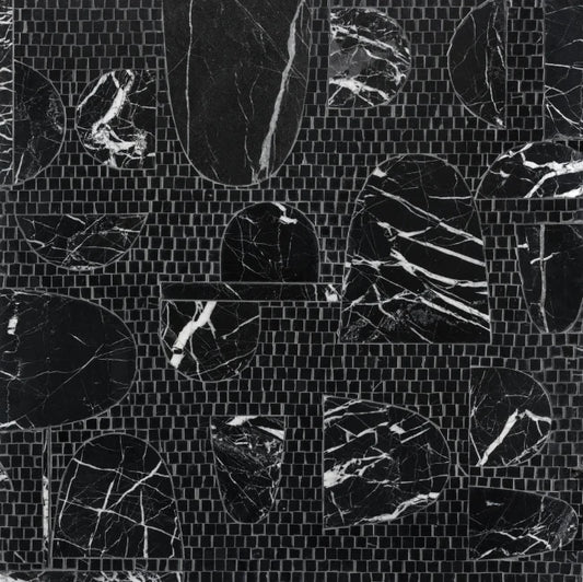Artistic Tile Decadence By Donghia Black Waterjet Mosaic Honed Stone