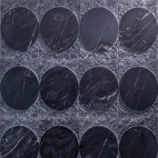 Artistic Tile Eclipse Black Wave Marble Dimensional Tile