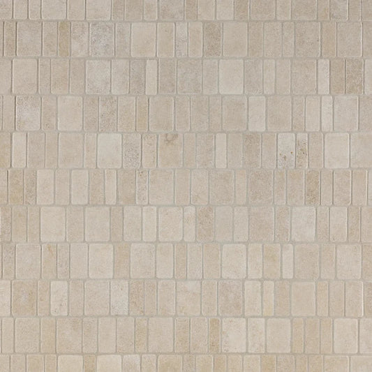 Artistic Tile Gascogne Beige Limestone Mosaic Lightly Tumbled Stone Broken Joint 5.0cm
