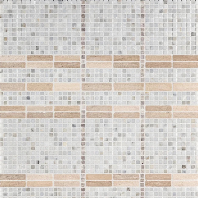 Artistic Tile Shadow Stripe Moca Mosaic Tumbled Stone