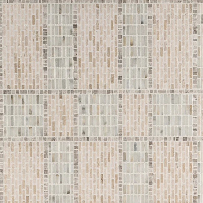 Artistic Tile Windowpane Plaid Moca Mosaic Tumbled Stone