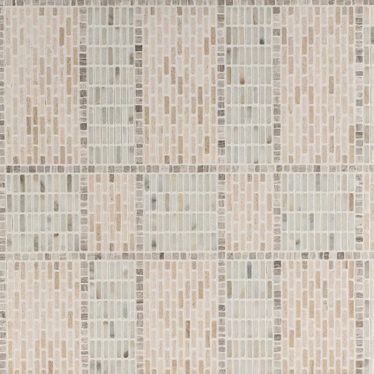 Artistic Tile Windowpane Plaid Moca Mosaic Tumbled Stone