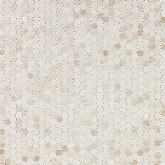 Artistic Tile Penny Lane White Sand Marble Mosaic Honed