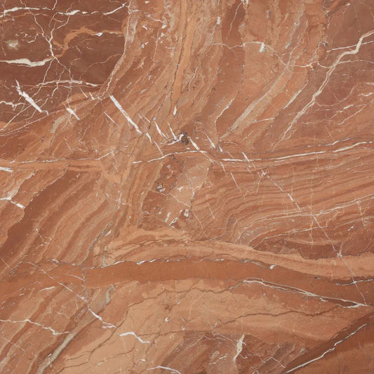 Red marble slab with orange and white veining