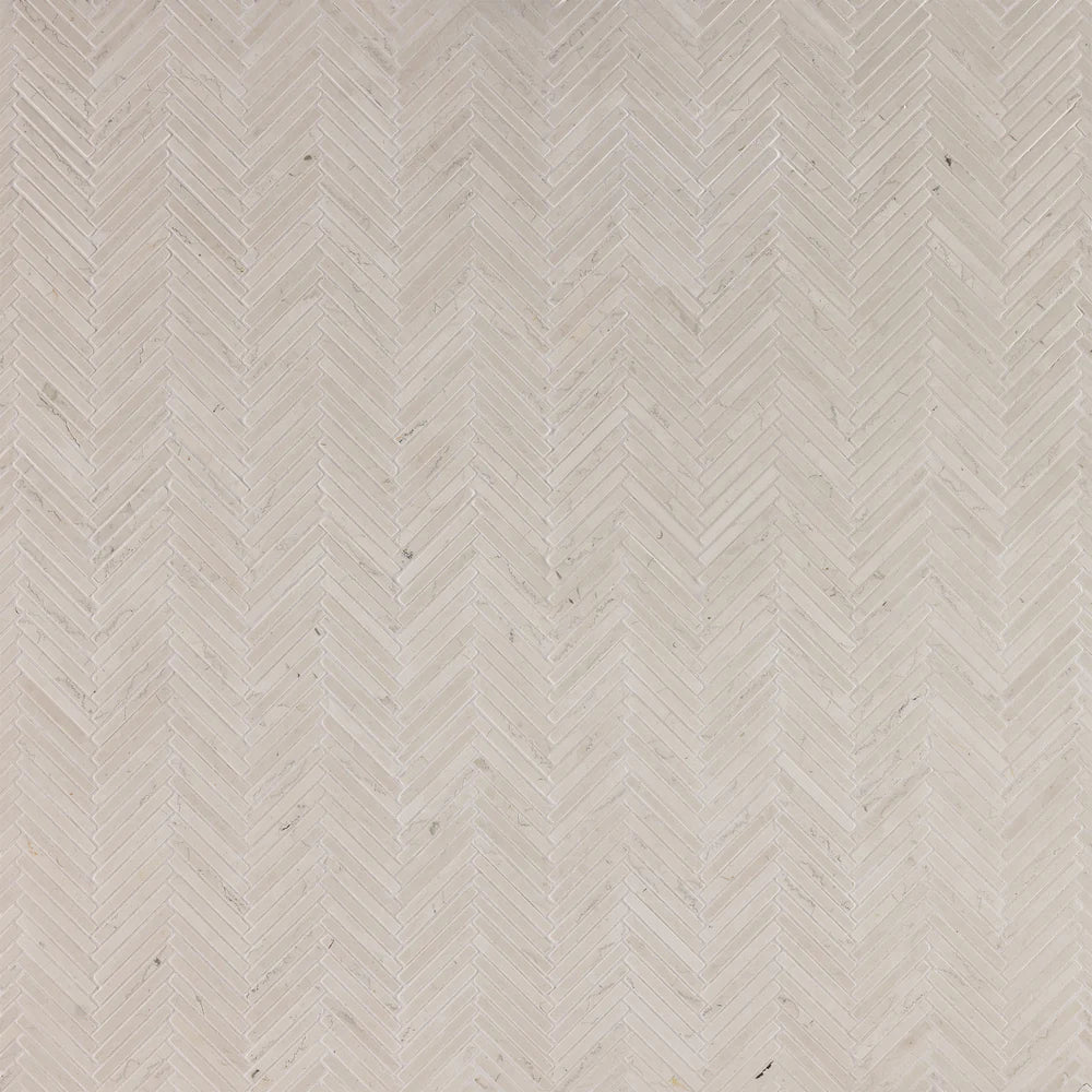 Artistic Tile Thin Herringbone Bianco Antico Mosaic Honed