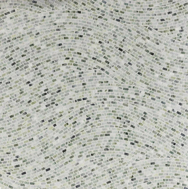 Artistic Tile Xanadu Falls Matcha Verde Marble Mosaic Honed Stone