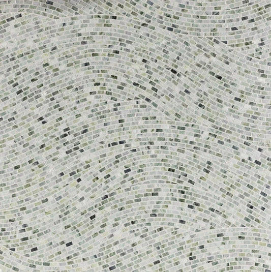 Artistic Tile Xanadu Falls Matcha Verde Marble Mosaic Honed Stone