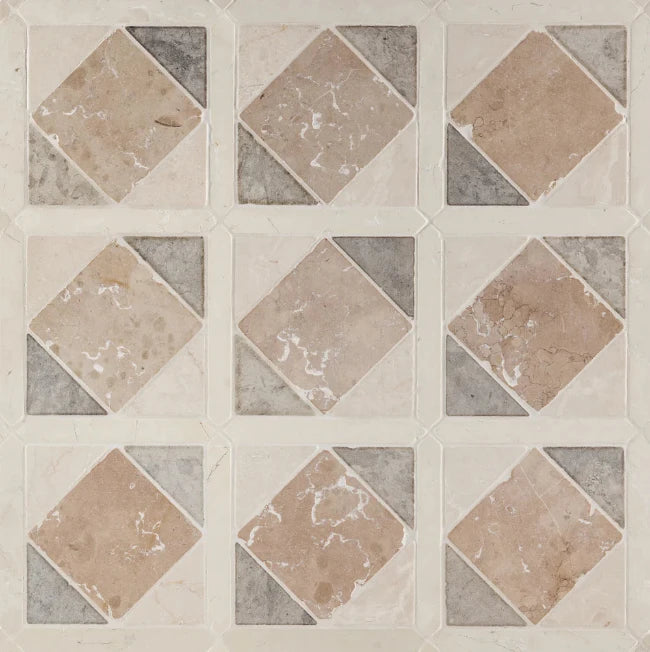 Artistic Tile Palazzo Ducale Rosa Perlino Mosaic Tumbled Stone