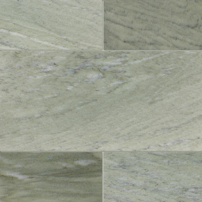 Green marble tiles with soft veining