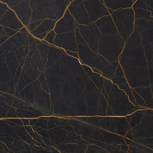 Details of Port Laurent Marble slab with bold gold and copper veining