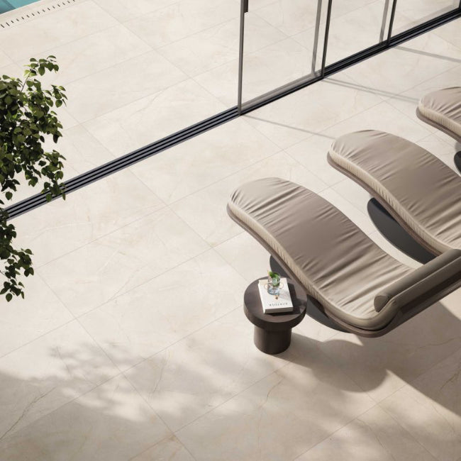 Calacatta Remora Porcelain Tile in Pulpis Ivory 24" x 48"