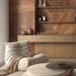 red marble home with beige furniture accents