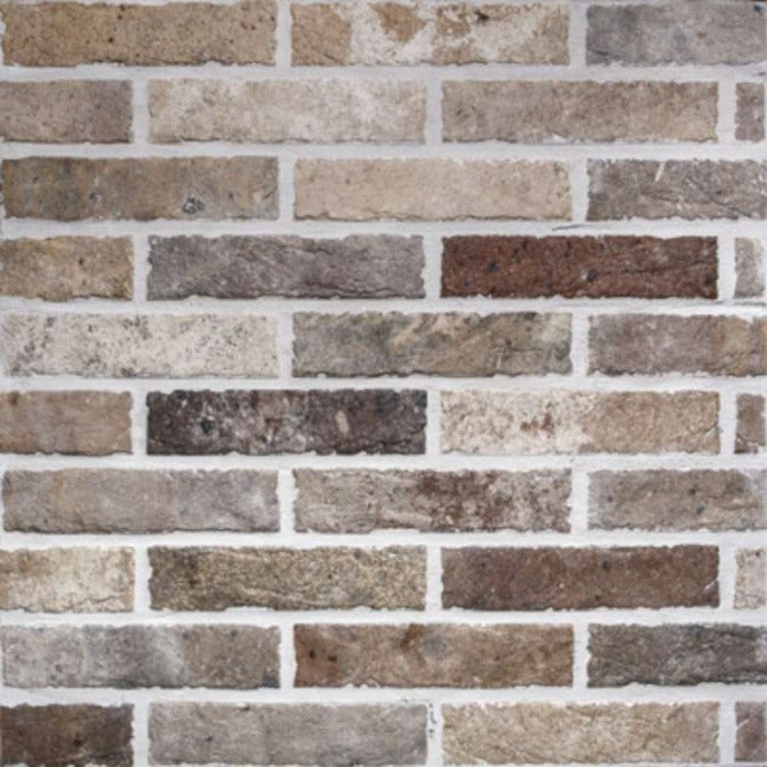 Rustic Brick Porcelain Tile 2" x 10" in Multi-Color