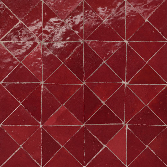 Tunis Triangle Zellige Tile Glossy in Sangria