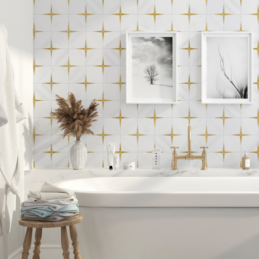 North Star-B Marble with Brushed Brass Mosaic