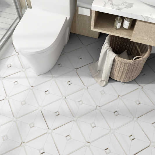 Square Link-B Honed Marble Mosaic