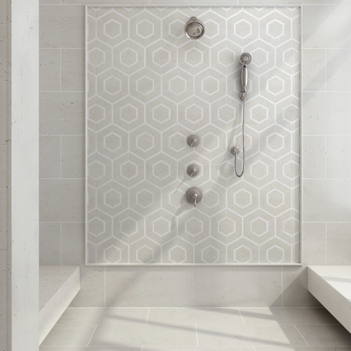 Multi Hexagon-B Marble Mosaic