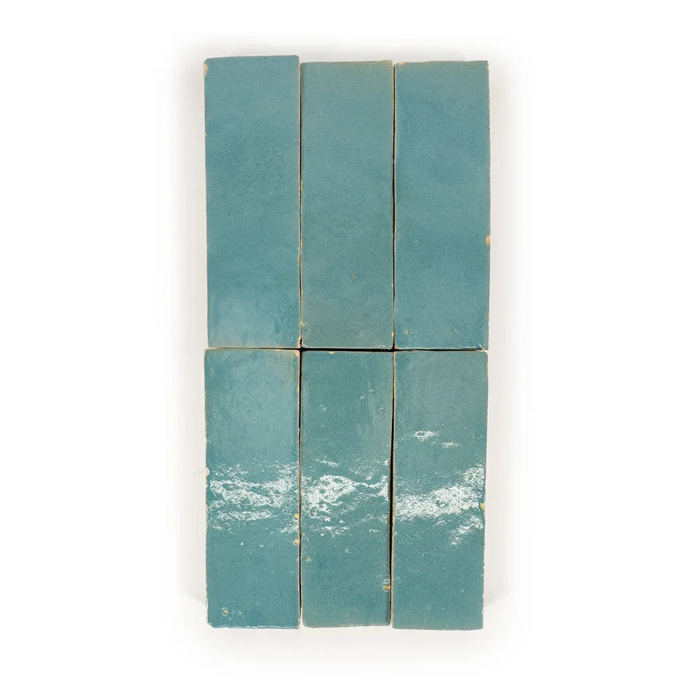 Fez Zellige Tile Sea Blue 2" x 6"