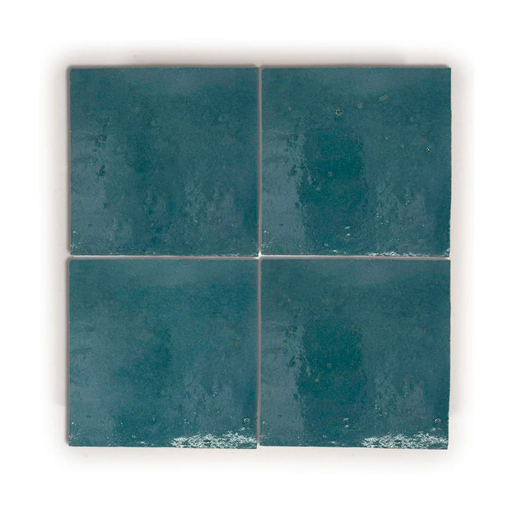 Fez Zellige Tile Sea Blue 4" x 4"
