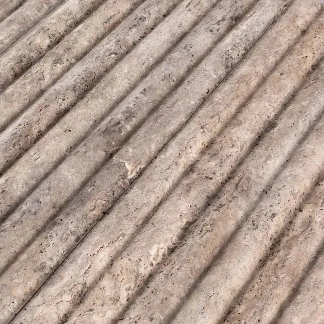 Fairbourne in Silver Travertine Fluted Marble Tile 6" x 24"