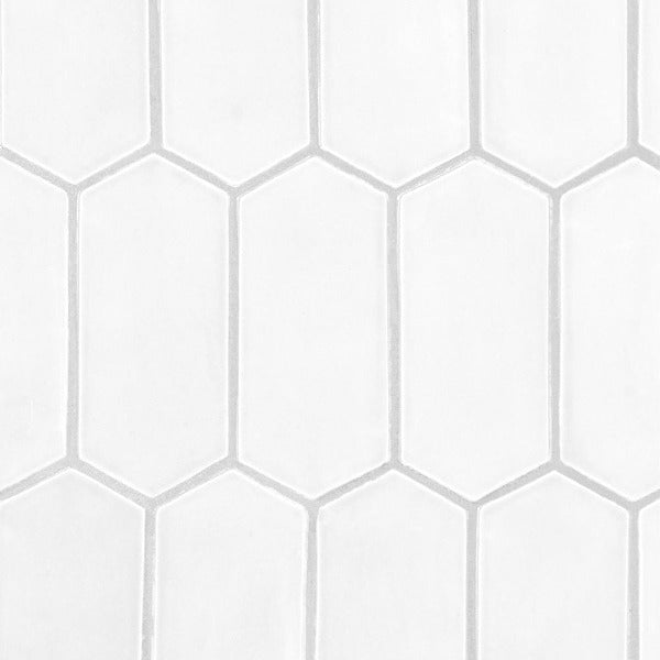 Snow White Glossy Hexagon Picket Tile 3" x 6"